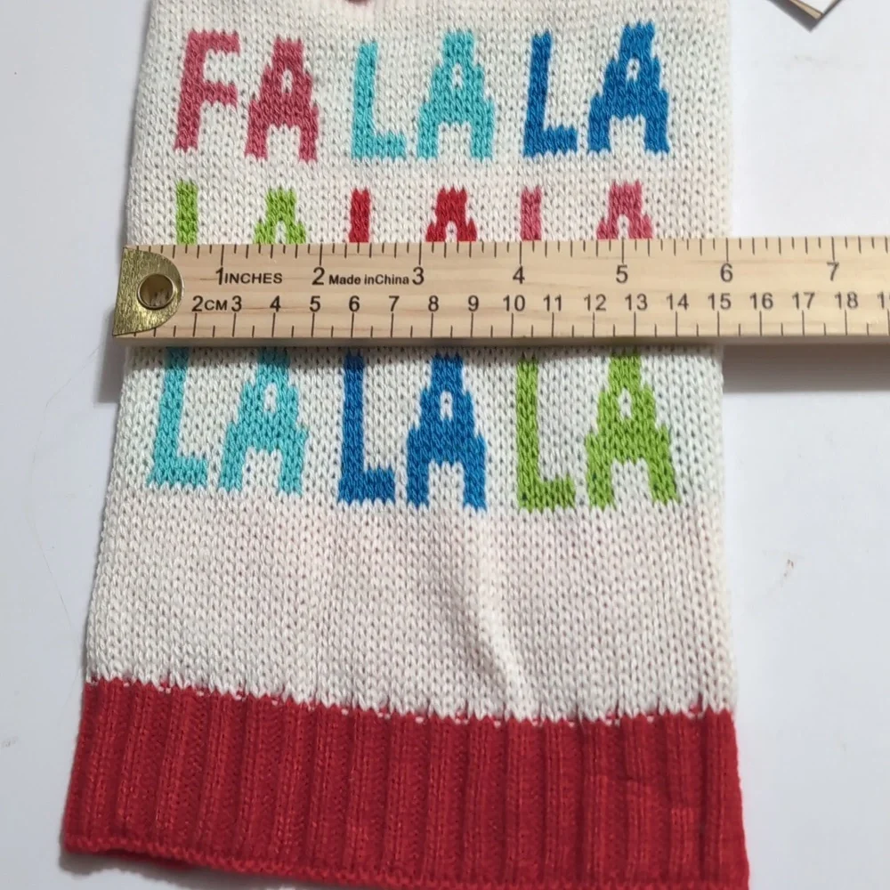 Christmas Holiday dog sweater Fa La La red Pom Pom neck New XS/S